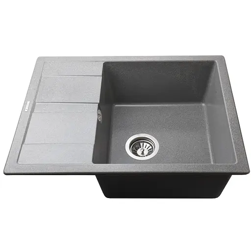 Гранитная мойка Mira ONZA серый 650x500 мм для кухни устойчива к царапинам безопасна для пищи - фото 2