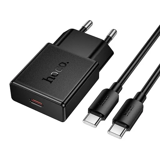 Адаптер сетевой HOCO C to C cable Speed ​​single-port PD ultra-thin charger set N72 |1Type-C, 20W/3A, PD/QC| - фото 1