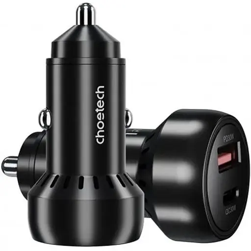 Автомобильное зарядное устройство Choetech (1USB Type C; 1USB) 60W PD3.0 QC3.0 Black (TC0014) - фото 2