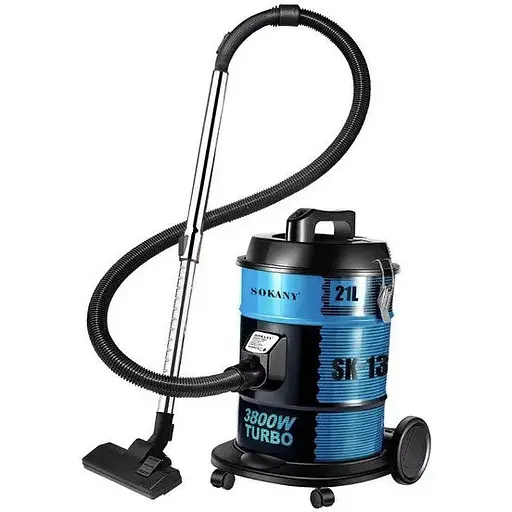 Циклонний професійний потужний вакуумний пилосос Sokany SK-13021, мішок 21л 3800Вт сухе прибирання Синій - фото 1