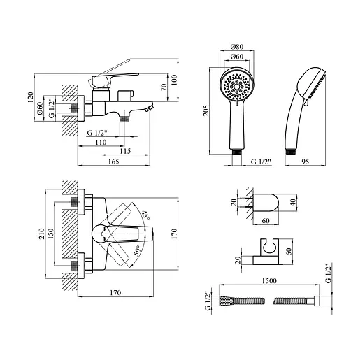 Змішувач для ванни Kroner KRP Hagen - C060 Хром - фото 2