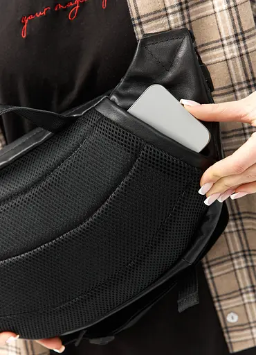 Большая женская поясная сумка бананка Sambag DynamicDart черная 38×21×7 см (80411101) - фото 6