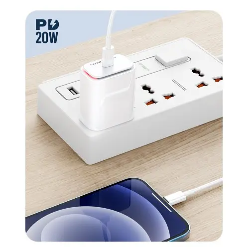 Мережевий зарядний пристрій XO L90B EU PD20W Light fast home charger with Lightning cable Білий - фото 2