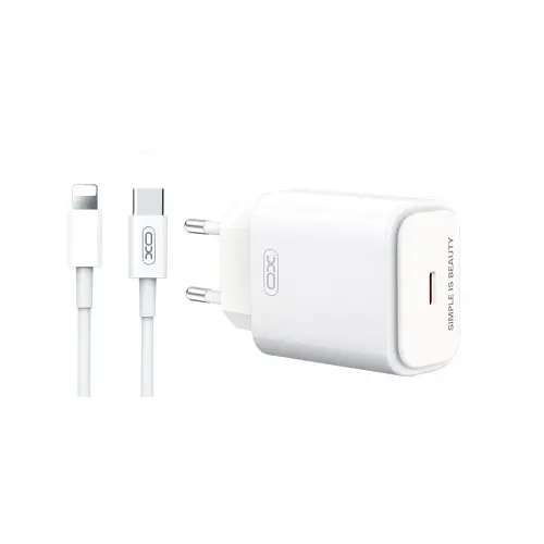 Мережевий зарядний пристрій XO L90B EU PD20W Light fast home charger with Lightning cable Білий - фото 5