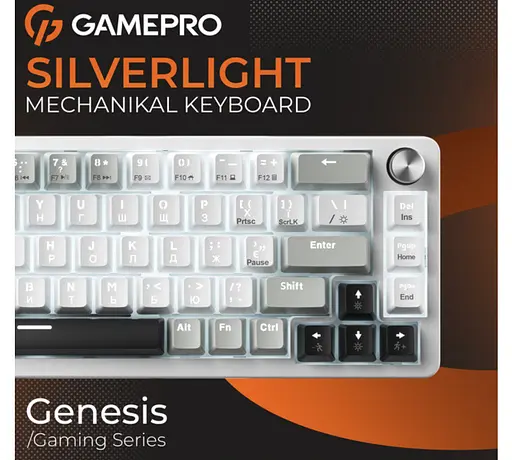 Клавиатура игровая механическая GamePro GPMK-116 Genesis Silver light USB Red Swich Hot-Swap N-KRO Grey - фото 3