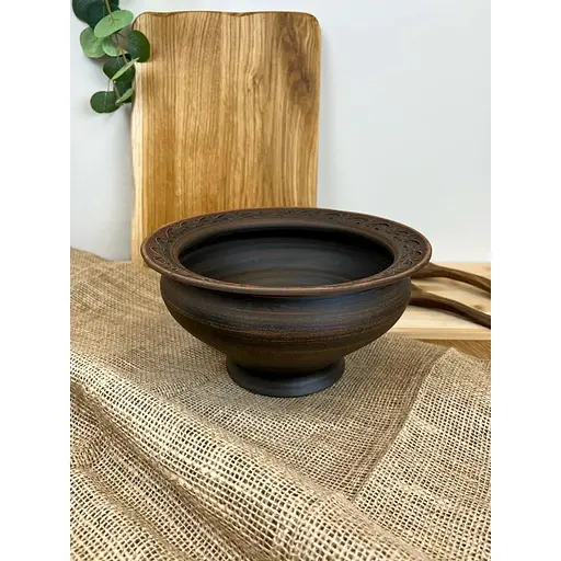 Миска для вареників керамічна (глиняна) різьблена Декор 2 л