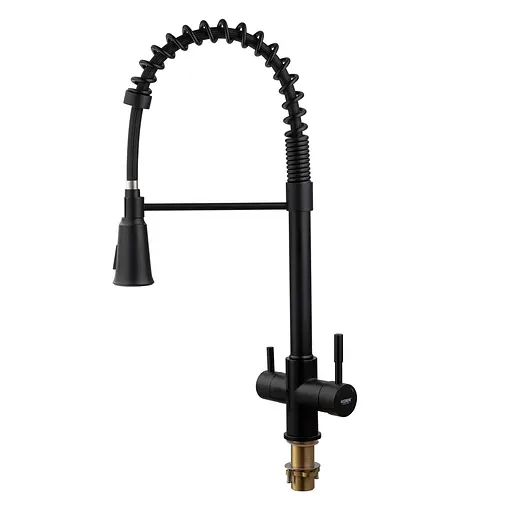 Змішувач для кухні на дві води з гнучким виливом Koer KB-72025-05 KR5015 Чорний матовий - фото 9