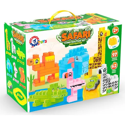 Детский конструктор Сафари ТехноК 9383TXK 97 элементов и 62 наклейки - фото 1