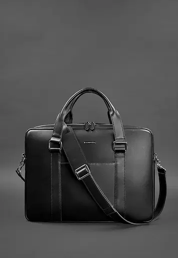 Шкіряна сумка для ноутбука і документів чорна - фото 4