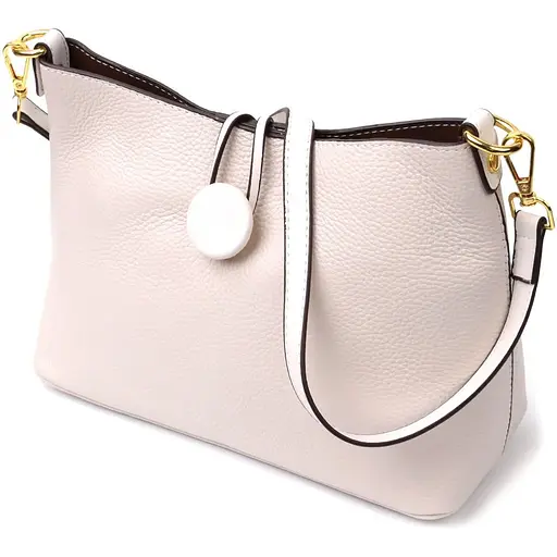 Кожаная женская сумка Vintage с оригинальной застежкой пуговкой 26х18х10 см sum0028991 - фото 1