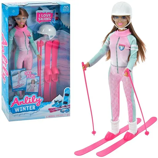 Кукла лыжница, 98005, 29 см, шарнирная, шлем