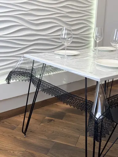 Силіконова скатертина з чорним мереживом 7 см 270х150 см - фото 8