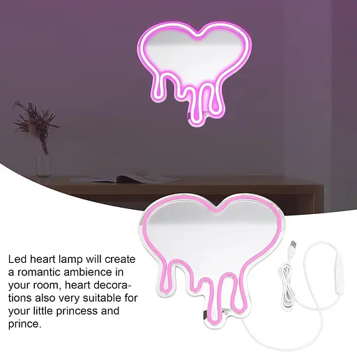 Неоновый свет Jeffergarden в форме сердца с регулируемой яркостью USB-интерфейсный декоративный светильник с розовой лампой - фото 5