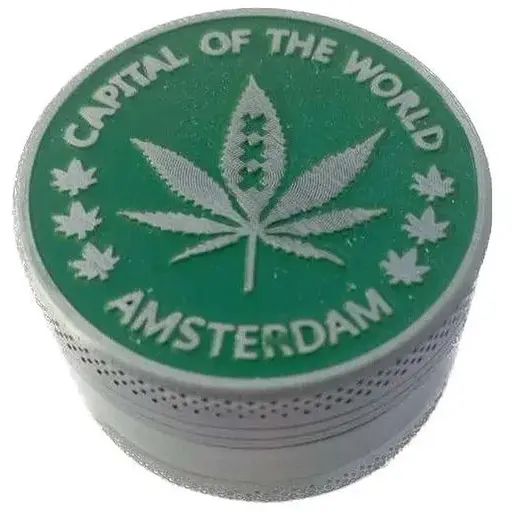 Гриндер для подрібнення тютюну Амстердам HL-243 Capital Of The World Silver Green (10907)
