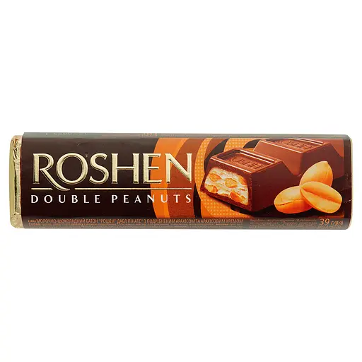 Батончик Roshen Double peanuts молочый шоколад с арахисом 39 г