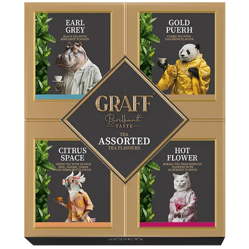 Чай зеленый и черный байховый Graff Ассорти чайных вкусов ECHG 52.8 г (32 шт. X 1.65 г)