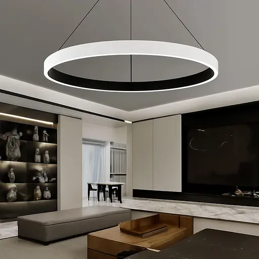 LED люстра подвесная в черном кольцевом корпусе Ø 90 см | Line F | Ст. MJ313-900 BK - фото 1