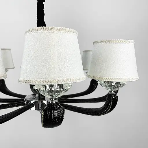 Люстра с элементами черной экокожи на 10 абажуров Line.F S 6610/10 BK - фото 5