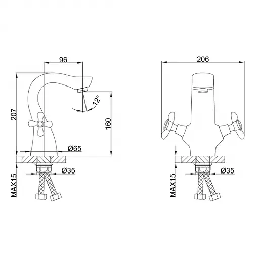 Смеситель для умывальника буксовый литой гусак гайка Frap 1/10 F10731-B Хром - фото 2
