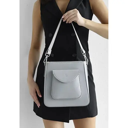 Жіноча шкіряна сумка Stella сіра - фото 1