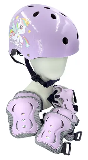 Комплект детский шлем и защита Yongkang GB24429-2009 S (5-9 г) фиолетовый единорог (G0001135) - фото 1