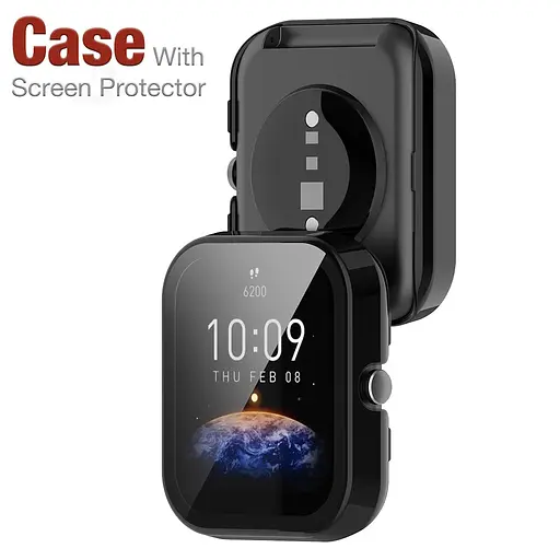 Защитный бампер с закаленным стеклом Tamister для смарт-часов Amazfit Bip 3/3Pro черный - фото 5