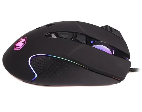 Миша Maxxter McG-9B-I825, Black, USB, оптична (сенсор Instant A825+D26), 800 - 12 800 dpi, 9 кнопок, RGB підсвічування, перемикачі Huano, покриття Soft Touch, 1.8 м - фото 4