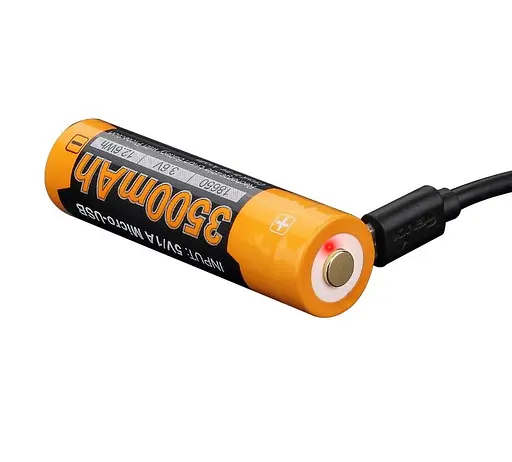 Аккумулятор 18650 Fenix 3500mAh Li-Ion с micro-usb зарядкой (Черно-желтый) - фото 6