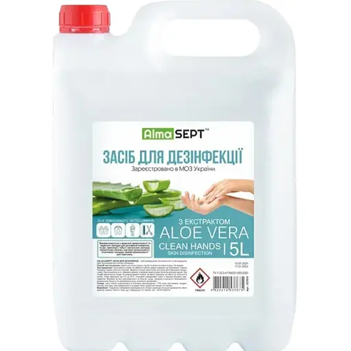 Антисептик AlmaSept Aloe Vera для дезинфекції рук 5 л - фото 1