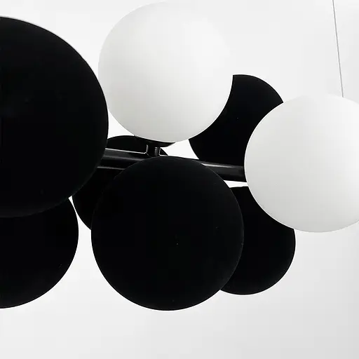 Видовжений чорний світильник на 4 білих та 8 чорних плафонів | Арт. 908/12 BK+BK+WT | Line F - фото 6