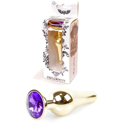 Анальна пробка Boss Of Toys Boss Series - Jewellery Gold Butt Plug Purple, BS6400070, Золотий / Фіолетовий - фото 3