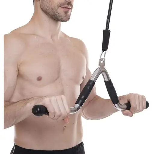 Ручка для тяги York Fitness V-подібна багатофункціональна з гумовими рукоятками, хром - фото 10