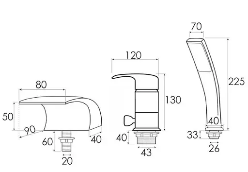 Смеситель для ванны Yoka Ruba black на борт ванны BZ.RUBA-3-BLK Черный матовый - фото 2