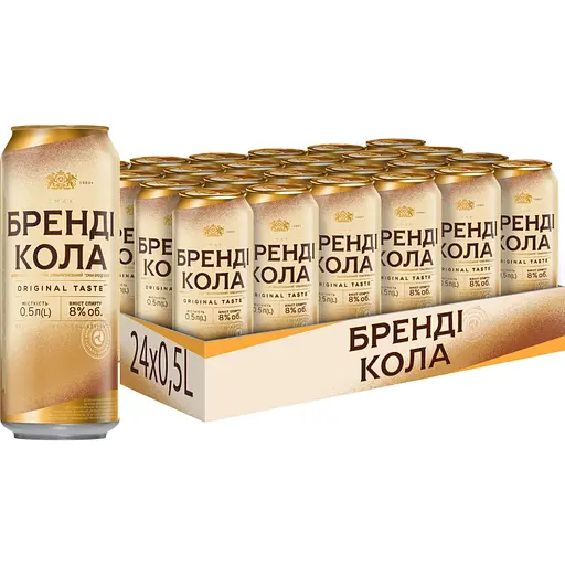 Упаковка напою слабоалкогольного Оболонь Бренді-Кола 8% 12 л з/б (0.5 л х 24 шт.)