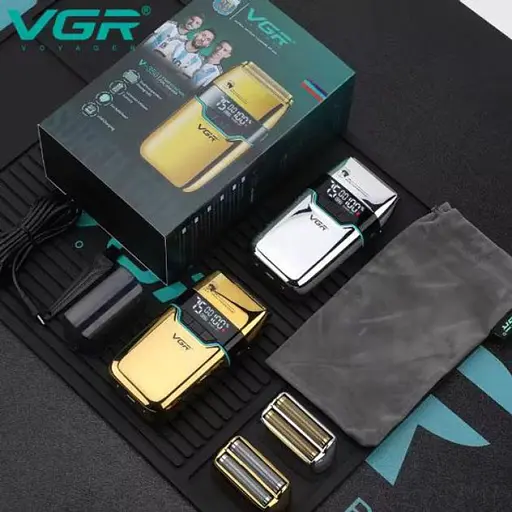 Електробритва шейвер VGR V-350 з дорожньою сумкою та 2 насадками (Золотистий) - фото 5