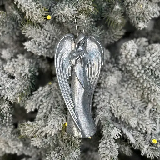 Новорічна підвіска MIS LT Янгол молиться-2 7х2,5х13,5 см срібний - фото 2
