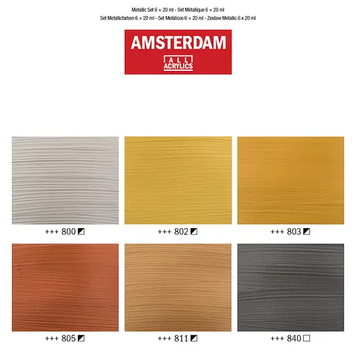Набор акриловых красок Amsterdam Metallic 6х20 мл - фото 4