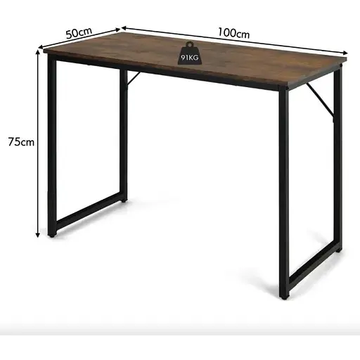 Письменный стол Costway Homart со стальным каркасом коричневый - фото 5