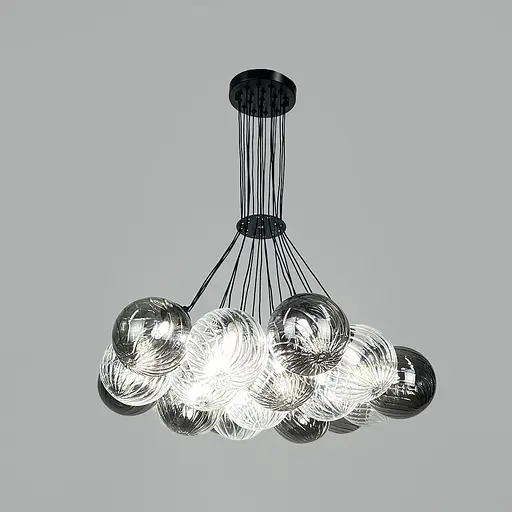 Люстра-пучок на 19 плафонів графіт+прозорий Ø 65 см | Line F | Арт. 1034/19 BK - фото 1