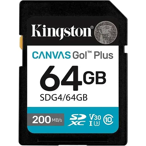 Карта памяти SDXC (UHS-1 U3) Kingston Canvas Go! Plus 64Gb class 10 A2 V30 (R200MB/s) - фото 1
