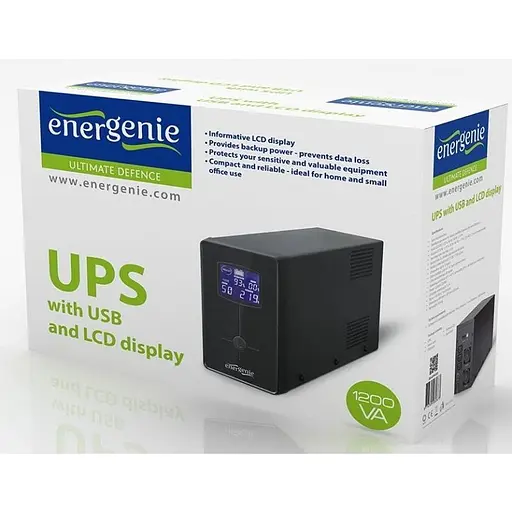 ДБЖ EnerGenie EG-UPS-034, LCD дисплей, USB порт, 1500 VA, чорний колір - фото 4