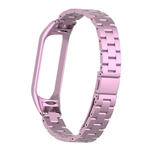 Ремінець для фітнес-браслета Boorui для Xiaomi Mi Band 3 і 4 металевий рожевий - фото 2