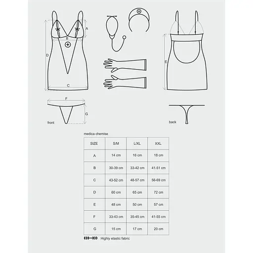 Эротический кружевной костюм медсестры Obsessive Medica dress 5pcs costume S/M - фото 5