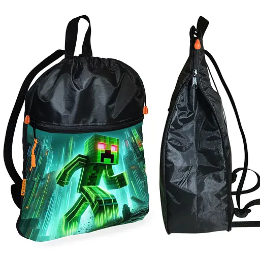 Рюкзак-мешок для обуви,спортивной формы Майнкрафт "Minecraft" детская сумка для сменки с расширителем (01294)