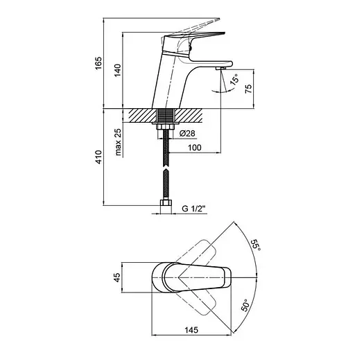 Змішувач для раковини Lidz (CRM) 19 46 001 00 Хром - фото 2