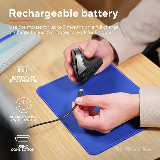 Мышка Trust Bayo 2 Ergonomic Wireless/USB-A Black (25145) - фото 8