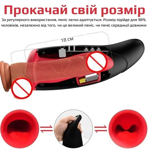 Мастурбатор-тренажер I'MCUM Volcano Trainer з підігрівом Чорний (IM-FJB218) - фото 7