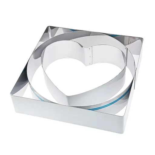 Набір металевих форм для складання тортів десертів та формування салатів та закусок 20х20 см H 5 см, Master Class Сріблястий 85792 - фото 1