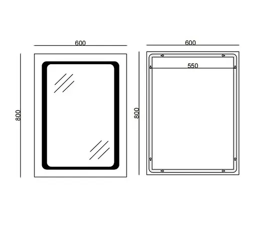 Дзеркало Mixxus TWEE MR09-80x60-REVERSE з LED Touch, Anti-fog, димером, регулюванням яскравості (MI6660) - фото 5