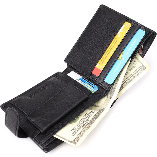 Классический мужской кошелек горизонтальный из натуральной кожи ST Leather 11.5х9.5х3 см acs0029626 - фото 7